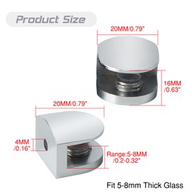 Alise Glass Shelf Bracket,Adjustable Clamp Brackets for Shelves,Wall Mount Clamps for 5-8mm Glass Shelves,Bathroom Clip Holder Support Hardware Replacement Parts,BL1010-4P Polished Chrome Pack of 4