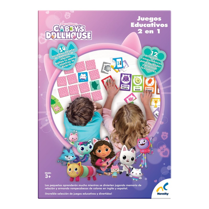 Novelty Set de Juegos Educativos 2 en 1, Gabby´s Dollhouse