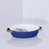 Beatriz Ball CERAMIC Small Oval Baker with Gold Handles (Blue)