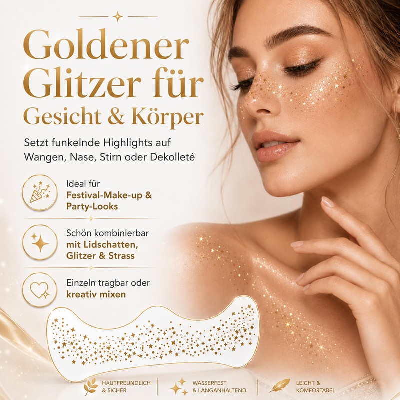 Glitter Freckles Tattoo Gold, Temporary Tattoos for Fake Freckles
