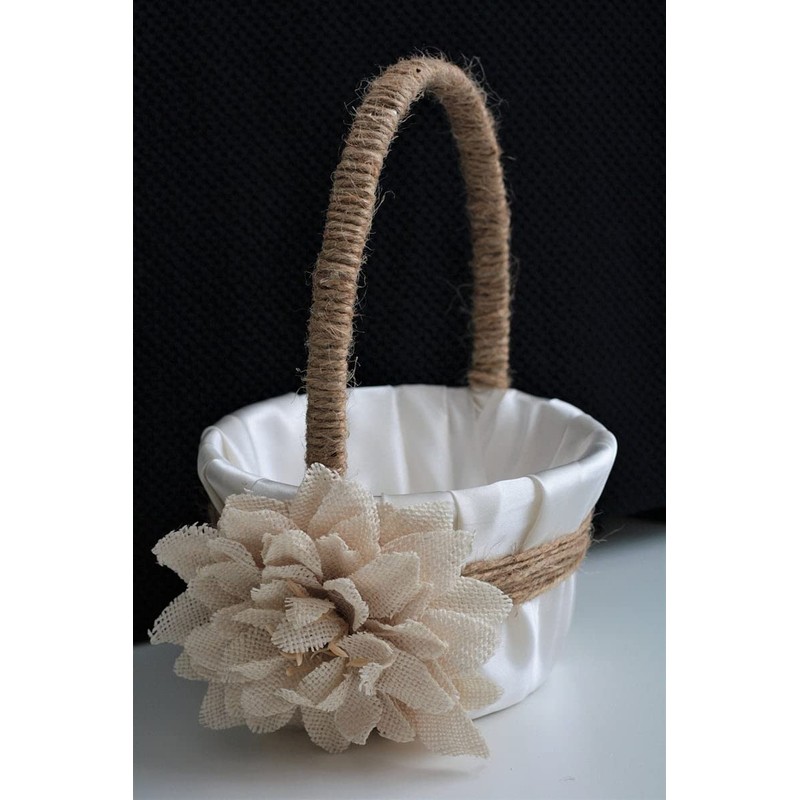 Rustic Wedding Decor, Flower Girl Basket and Ring Bearer Pillow