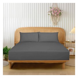 Funky Gadgets King Size Fitted Sheets Extra Deep Pocket 40cm - 90 GSM Soft Brushed Microfiber Bed Sheets Easy Care 16 Inches Bottom Sheet Charcoal/Dark Grey Fitted Sheet (152 X 200cm)