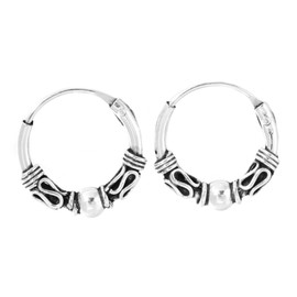 WINDALF Fine Jewellery Creole Earrings Sina Diameter 1.2 cm Earrings with Beads Handmade 925 Sterling Silver, Sterling Silver