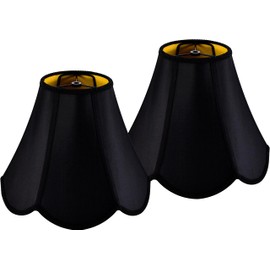 GO&SO Black Bell Lamp Shades Set of 2 (Petal Edge Braid) Scalloped Lamp Shade,6"Top x 13"Bottom x 10.6"Vertical Height (Spider) Replacement Lamps Shades for Table Lamp,Floor Lampshade,Easy Assembly