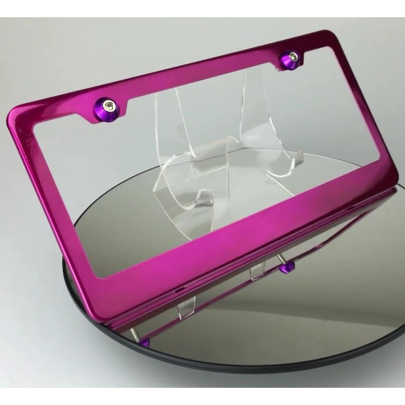 MotorVehicleParts Hot Pink Stainless Steel License Plate Frame w/ Aluminum