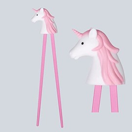 Happy Sales HSTC-PKUNCN, Training chopsticks for beginners right or left handed, Pink Unicorn