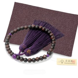 Fukushodo Prayer Beads (Long-established Production, Kyoto Nenjyu, Supervised by Funerals, Ceremonial Manners Book), Women’s Prayer Beads for Women, All Sects, Rosewood + Rosary Bag (Shark Small Pattern)