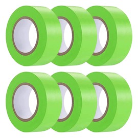 Hubaow 6 Pack Green Flagging Tape, Non-Adhesive Plastic Ribbon Neon Marking Roll,1inch*600ft, Marking Tape for Tree Marking, Hunting, Boundaries Hazardous Areas,Trail Marking, Workplace Use