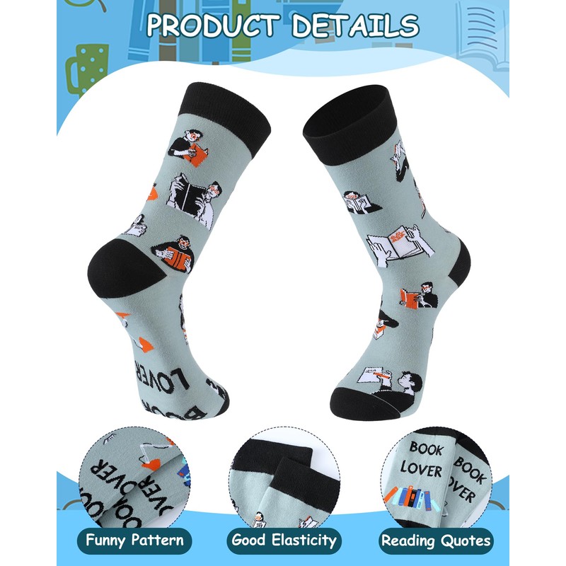 Liitrsh 12 Pairs Book Lovers Socks Gifts for Women Men