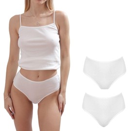 ORGANICKID Women's Organic Cotton High Waisted Underwear Full Briefs Soft Breathable GOTs Certified Ladies Panties pack of 2 White