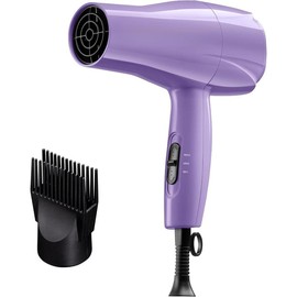1875 Ceramic Hair Dryer, Powerful Fast Drying, Multi-Setting with Comb Attachment, Additional Detangler Included, Slide Bar Switch, Compact for Home & Travel (Purple) - Color: Purple