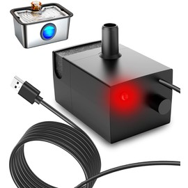 2025 Upgrade Pump with Light for FurryPlanet 12L Ultra-Purification Large Dog Water Fountain Stainless Steel,Two Metre Extension Cord,Low Water Indicator