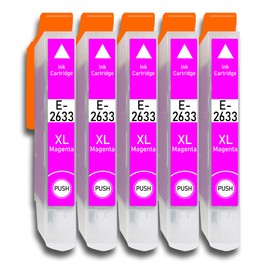 Magenta Printer Cartridges Compatible with Epson No. 26XL Expression Premium XP-510 XP-520 XP-600 XP-605 XP-610 XP-615 XP-620 XP-625 XP-700 XP-710 XP-720 XP-800 XP-810 XP-820 Pack of 5