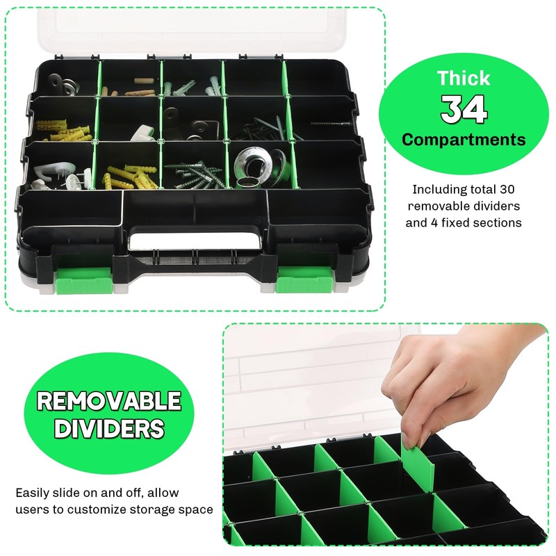 weyleity Small Parts Organizer | Storage Case Tools Box 34-Compartments