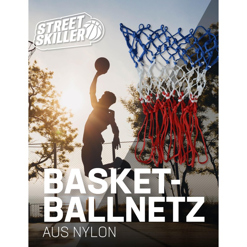 STREETSKILLER Braided Basketball Net Made of Weather-Resistant Nylon, Suitable for