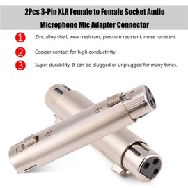 CYSFETENA 2 x XLR Male 3-Pin Copper Contacts Audio Microphone XLR Adapter for Microphones Mixers and Guitar Audio Connections