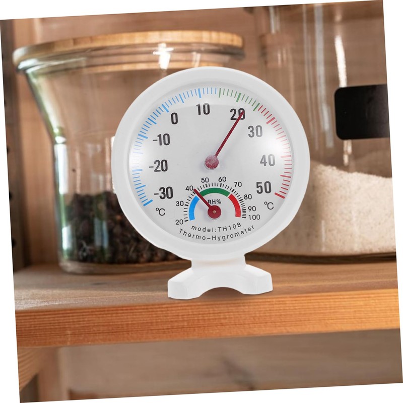 IWOWHERO 2Pcs Round Temperature Humidity Gauge for Refrigerators Humidifiers Indoor