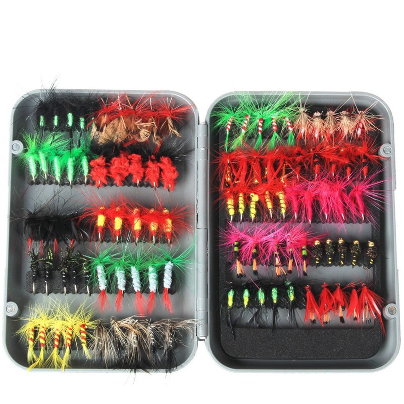 100pcs Fly Fishing Flies Kit Dry Wet Fly Fishing Flies