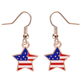 Charm Buddy USA American Flag Independence Day Celebration Flag Dangle Earrings with Gift Bag 4th of July USA US Jewellery Jewelry (2. Gold Plated Stars)
