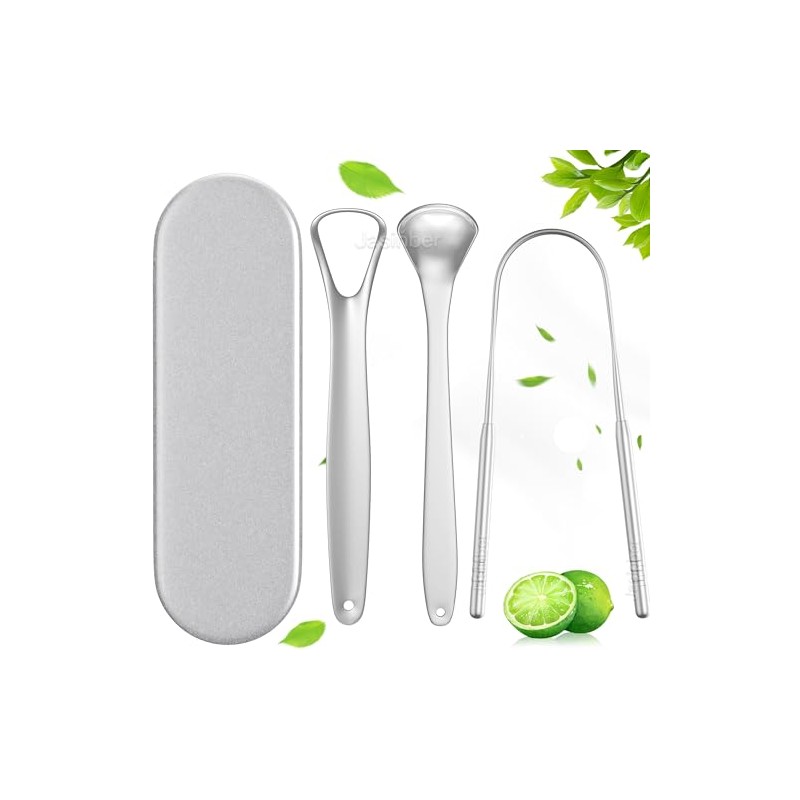 Jasinber Set de 3 Cepillo de Lengua de Acero Inoxidable