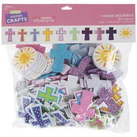 Cross Foam Glitter Stickers for Easter Crafts, Scrapbooking, and More - 150 Pieces