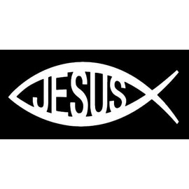 LLI Jesus Fish 2 | Decal Vinyl Sticker | Cars Trucks Vans Walls Laptop | White | 5.5 x 2.1 in | LLI1390