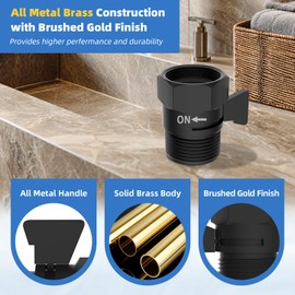 Hibbent All Metal 1 Pack Shower Head Flow Control Valve, G1/2 Brass Shut-off Valve with Metal Handle Lever, Shut OFF Water Flow Control Regulator for Handheld Shower, or Bidet Sprayer, Matte Black