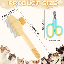 Vylyciy 2 Stück Fellblitz Bürste Katze, Selbstreinigender Flohkamm für Haustiere, Fellpflegebürste mit Knopf für Hunde und Katzen, Fellbürste Haustierbürste zum Entfernen von Matthaar