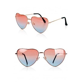 MIMIKRY Tinted Heart Glasses with Gradient Party Glasses Hearts Women Men JGA Festival Colour: Pink/Blue