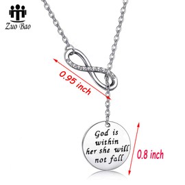 Zuo Bao Christian Necklace Psalm 46:5 God Is Within Her She Will Not Fall Necklace Bible Verse Necklace for Strong Woman (Y necklace)