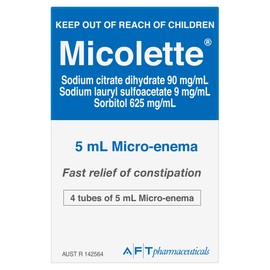 Micolette 5mL Micro Enema Tube 4 Pack