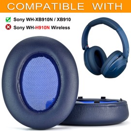 WH XB910N Ersatz-Ohrpolster, kompatibel mit Sony WH-XB910 XB910N Extra Bass Noise Cancelling Kopfhörer (nicht passend für WH-H910N Modell) Ohrpolster mit weichem Protein-Leder (blau)
