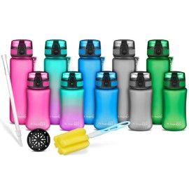 My Vesperbox Minny Children's Leak-Proof Water Bottle, 350 ml, 500 ml, 750 ml, with Straw or Strainer, Lightweight Tritan Water Bottle, BPA-Free, for Nursery, School (Blue 350 ml)