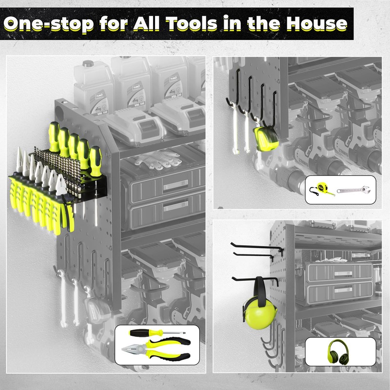 KAFAHOM Power Tool Organizer, Large 8 Drill Holder Wall Mount
