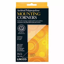 Lineco Archival Polypropylene Mounting Corners, Standard View, 3 inch, 100 Pack