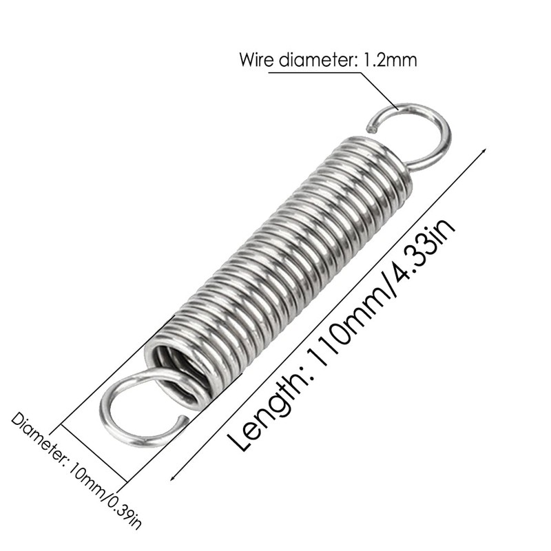 4pcs Dual Hook Tension Spring,Stainless Steel Extended Tension Spring,Extended Compressed