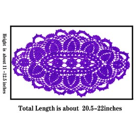 SUNONE11HKA 21 Inch Length Oval Lace Crochet Flowers Doilies Tablecloth Placemat Washable Kitchen Vase Doily (Purple, 1)