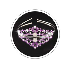 Yheahin Shiny Silver Crystal Tiara and Crown Pearl Rhinestone Heart Shape Princess Tiara Wedding Birthday Costume Hair Accessories for Girls (Purple-pearl)