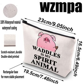 WZMPA Funny Waddles Pig Cosmetic Makeup Bag Gravity Movie Fans Gift Waddles Is My Spirit Animal Zipper Pouch Bag For Women Girls, Wa-ddle Spirit Animal, Fit