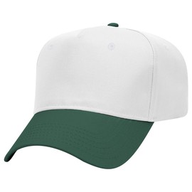 Joe's USA - OTTO Cap 5 Panel Mid Profile Baseball Cap OTTO 31-069-1 Pack - Dark Green/White