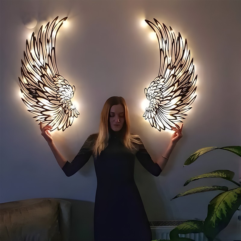 1 Pair Angel Wings Metal Mural Wall Sculpture Decor for