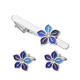 Flower Tie Clips Cufflinks for Men Tie Clip and Cufflink Set Tuxedo Shirt Studs for Men Wedding Business Birthday Husband Friends French Cuff Links