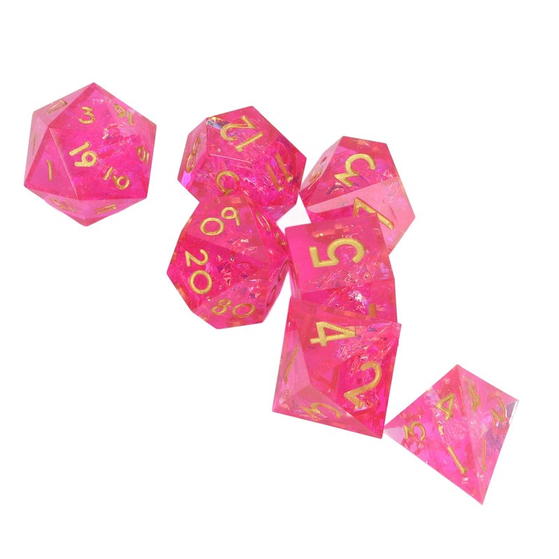 7PCS Polyhedral Dice Clear Numbers Pointed Edges Resin Dice Set