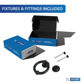 XFORT Smithy's Range Black Antique Ring Door Knocker, Traditional Black Ring Front Door Knocker, Aesthetic Antique Exterior Furniture, Cast Iron Door Knocker.