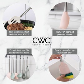 COOK WITH COLOR Silicone Cooking Utensils, Kitchen Utensil Set, Easy to Clean Silicone Kitchen Utensils, Cooking Utensils for Nonstick Cookware, Kitchen Gadgets Set, 38 Piece, Mint