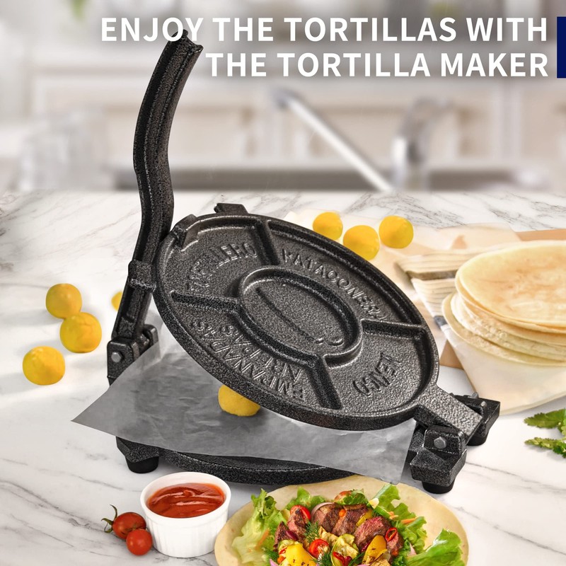 ARC Tortilla Press 10.4" Include 100 Pcs Parchment Paper, Cast