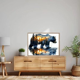 AIRDEA Scenery Diamond Art Painting Kits,5D Diamond Art Kits,Bear Landscape Diamond Dots for Adults,Peinture Diamant Kits for Adults,30x40 cmDiamond Painting Art Kits for Beginner