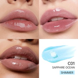 CATKIN Lip Plumper Gloss, Tinted Lip Serum with Hyaluronic Acid & Jojoba Oil, Non-sticky Volumizing Hydrating Formula for a High Shine Maximum 3D Look, Plump & Soft Lips 0.12 Fl Oz -C01 Sapphire Ocean