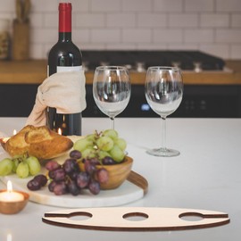 BESTOYARD 3 Pcs Wine Glass Holder Wood Wine Glass Drying Rack Freestanding Stemware Storage Stand Holds 1 Bottles and 2 Glasses for Bar Kitchen Restaurant Khaki