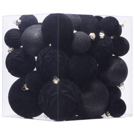 Velvet Christmas Ball Ornaments Black Christmas Tree Decorations 36pcs Shatterproof Christmas Ornaments Set with 5 Styles in 3 Sizes(Small Medium Large)
